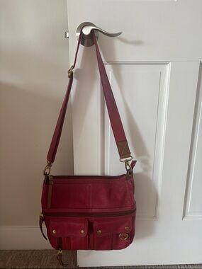 Leather Red Fossil Crossbag